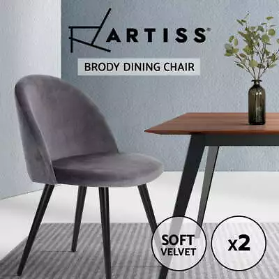 Artiss 2x Dining Chairs Kitchen Cafe Lounge Chair Sofa Upholstered Velvet Black • $107.95