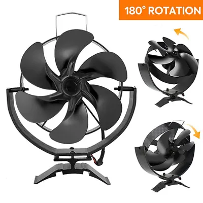 180° Stove Fan 6 Blade Heat Powered Wood Log Burner Top Fire Burning Fan Eco Fan • £25.99