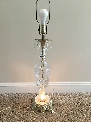 Tall Vintage 1973 L&L WMC Crystal / Glass Lamp ~ 36  Tall ~ Night Light Base! • $69