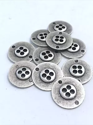 12 Metal Antiqued Silver Tone Buttons 4-Hole Sew Through Sewing 20 Mm #MT8 • $19.98