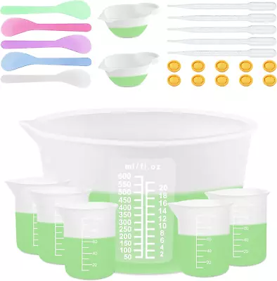 Silicone Measuring Cups For Resin Supplies Resin Cups Kit With 600Ml & 100Ml Re • $19.98