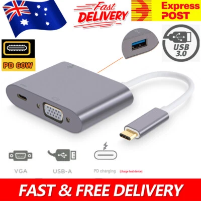 $9.99 • Buy USB-C Multiport Video Adapter Thunderbolt 3 Type C To VGA HDMI For Macbook Pro