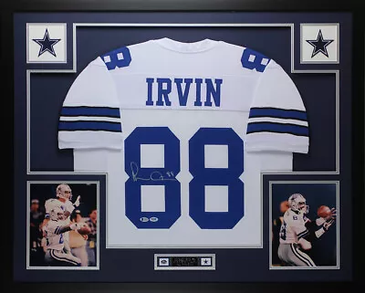 Michael Irvin Autographed & Framed White Cowboys Jersey Auto Beckett COA D8-L • $695