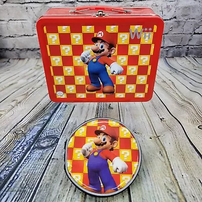 Super Mario Bros Wii Collectible Metal Lunchbox Lunch Box & CD Game Disc Case • $16.97