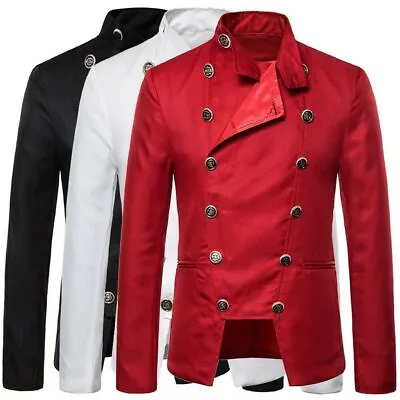 Men's Retro Blazer Punk Gothic Double-Breasted Dress Jacket Performance Costume • $42.29