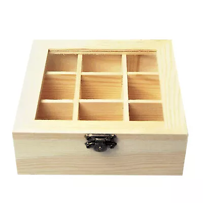 Tea Storage Organizer Candy With Viewing Window Wood Chest Tea Bags Container • $24.19