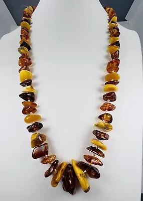 Vintage Graduated Chunky Butterscotch And Honey Amber Necklace • $43