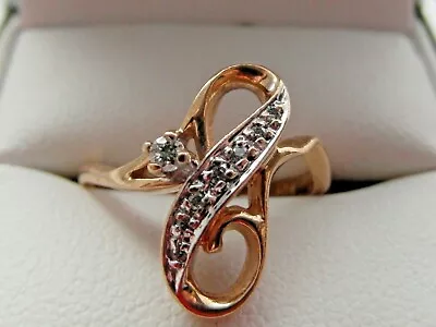 46b Stunning Ladies 10ct Gold Fancy Music Note Diamond Ring 2.77grams Size J • £250