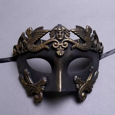 Men Masquerade Mask Roman Greek Warrior Emperor Venetian Mask - Dark Gold Black • $18.99