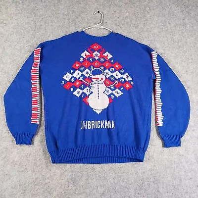 Dress Code New York Sweater Mens XL Blue Crew Neck Acrylic Snowman Christmas • $17.67