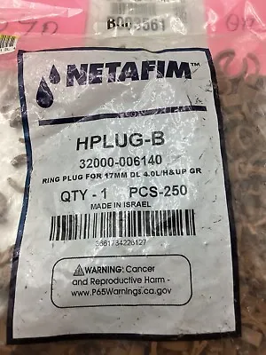 (Qty 250) Netafim HPLUG-B 32000-006140 Ring Plug For 17MM Dl 4.0L/H& UP GR • $31.99