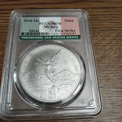 2018 Mexico Silver Libertad 1 Onza PCGS MS70 First Strike Flag Label • $105