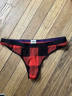 Me Undies Womens Size S Buffalo Plaid Red/blackThong Panty Nwot • £11.57