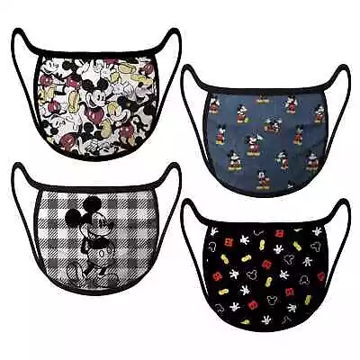 Disney Authentic Mickey Mouse Cloth Face Mask 4 Pack Kids Adult Sizes S M L XL • $23.35