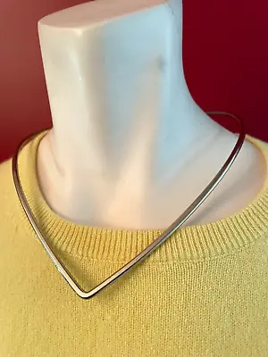 $19.50 • Buy Modernist Sleek V Shaped Collar Necklace -Open Back -Vintage 1970s-1980s