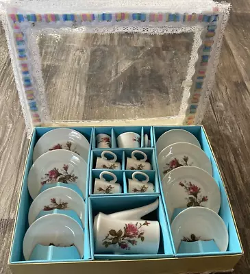 Vintage Moss Rose Miniature Children's Tea Dish Set Japan 1950's  In Box • $74.95