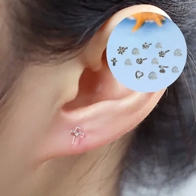 Invisible Resin Ear Studs Women Clear Ear Pin Asymmetrical Small Earrings Gift* • £1.79