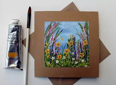 Real Painting: Hand-painted Card  Wild Meadow #39  W/envelope By Judith Rowe • £4.50