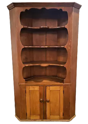 Antique Primitive 1800's Eastern Corner Cupboard Cabinet Open Top Tall 87  • $895