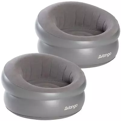 2 Inflatable Donut Chair Vango Grey Single Seat Blow Up Pod Lounger Outdoor Sofa • £34.95