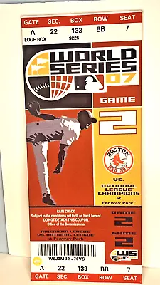 2007 World Series Game 2 Red Sox Rockies Thats My Ticket Fenway Park Wall Art • $100