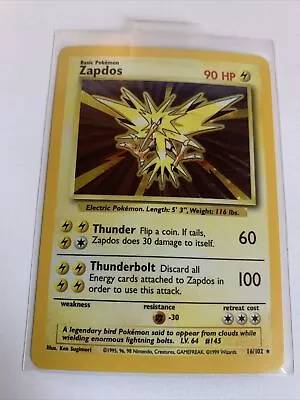 Zapdos Base Set 16/102 Holo Unlimited Rare Pokemon Card • $20