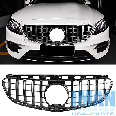 For 2014-2016 Mercedes W212 E200 E350 Black GT R Front Bumper Hood Grille Grill • $74.98