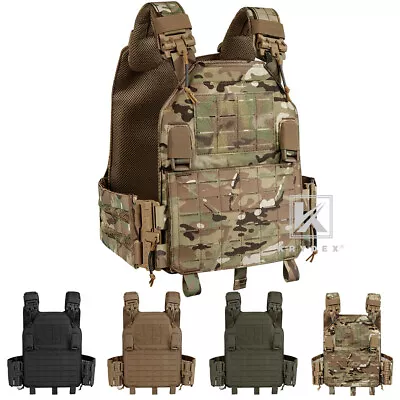 KRYDEX Plate Carrier Tactical Vest Quick Release Buckle & Laser Cut MOLLE Panel • $95.95