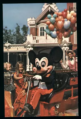 Postcard Disney World Mickey Mouse Greets Youngsters Fire Engine Main Street F • $3.99