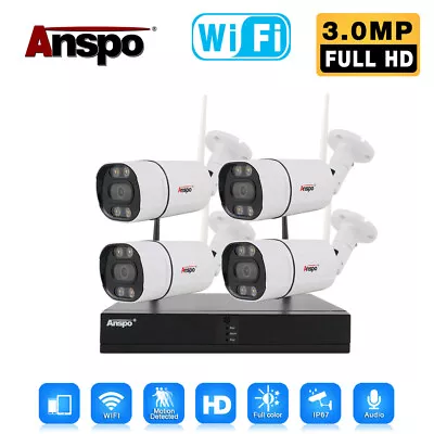 8CH H265+ NVR 3MP Wireless Security Camera System WiFi Outdoor IP 2 Way Audio US • $119.89