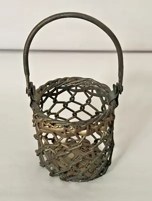 Antique Or Vintage Woven Metal Trinket Keepsake Miniature Basket • $17.99