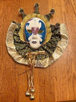 Venetian Anco Ceramic Mask Art Decor Wall Hanging Carnival Jester Joker 1992 • $15