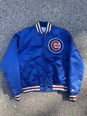 VTG Mens Chicago Cubs MLB Baseball Starter Satin Bomber Jacket Made In USA Sz L • $100