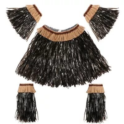 Hawaiian Luau Grass Skirt Set For Kids - Party Costume With Arm And Leg Bands • $23.89