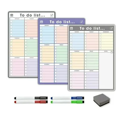 £9.95 • Buy Magnetic Weekly Planner, Dry Wipe To Do List Fridge Whiteboard Fridge Calendar
