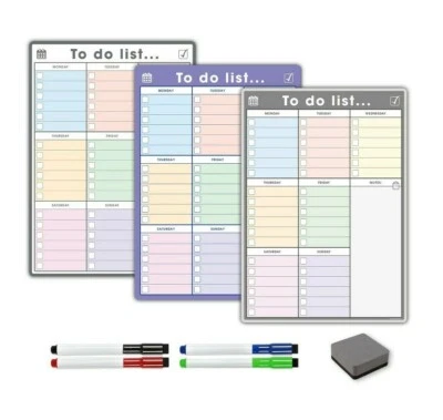 £9.95 • Buy Magnetic Weekly Planner, Dry Wipe To Do List Fridge Whiteboard Fridge Calendar