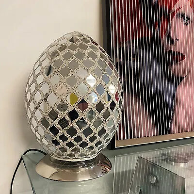 EGG SHAPE LAMP - Mirrored Tile Mosaic Light - Ex Display Slight Damage Gift Home • £34.99