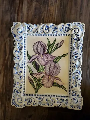 Vintage Hand Painted Ceramic Purple Iris Signed G.A. Langoon • $34.78