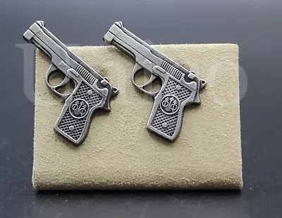 Custom Made Cufflinks Handmade Handguns .45 Caliber Pistol Firearm Weapon Silver • $21.99