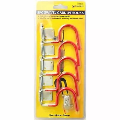 5 X SWIVEL GARDEN TOOL HOOKS ANTI SLIP SHED GARGE WALL MOUNTING WORKSHOP HOME • £3.99