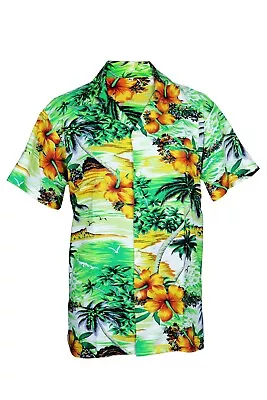 Mens Hawaiian Shirt Stag Beach Hawaii Aloha  Summer Holiday Fancy Green Cliff • $11.18