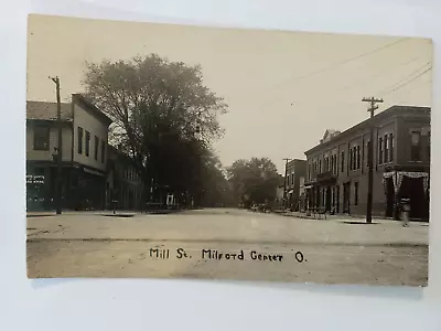 Milford Center Ohio Real Photo Postcard Mill Street  1915 Marysville Dublin • $16