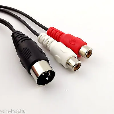 MIDI DIN 5 PIN Male Plug To Dual RCA Phono Female Jack Audio Adapter Cable 50cm • $5.99