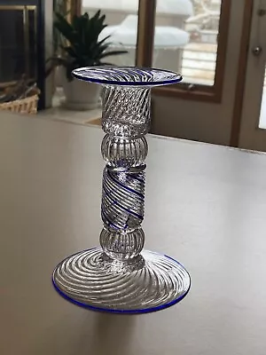 Artisan Signed Venetian Glass Candlestick • $22