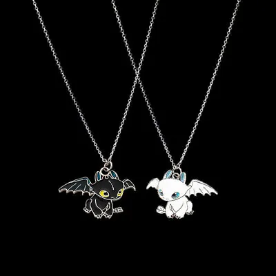 White Black Dragon Necklace How To Train Your Dragon Toothless Couple Pendant • £3.12