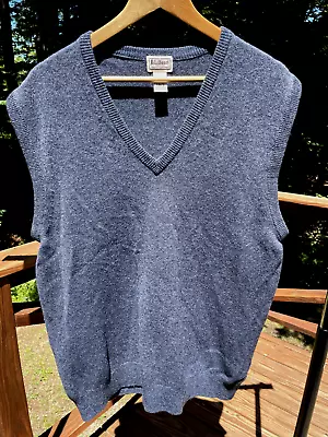 L.L. Bean Men's L Soft Lambs' Wool Blue V-Neck Sweater Vest Barely Worn • $26.20