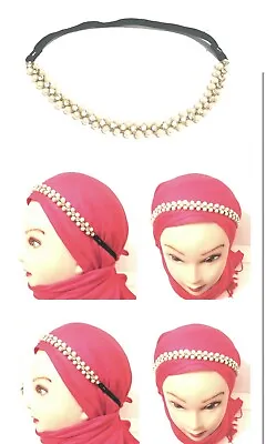 New Indian Bollywood Head Piece Matha Patti Hijab Wear Gold Silver Stone • £7.99