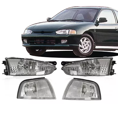 Headlights Corner Lamps Chrome Set 4pcs For 1997-02 Mitsubishi Mirage 2Dr Coupe • $123.66