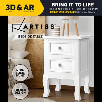Artiss Bedside Table Drawers Side Table Storage Cabinet Nightstand White BISSET • $63.95