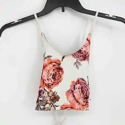 MAAJI Women's Scoop Neck Longline Bikini Top White Floral Medium Lace Up NWT • $17.50